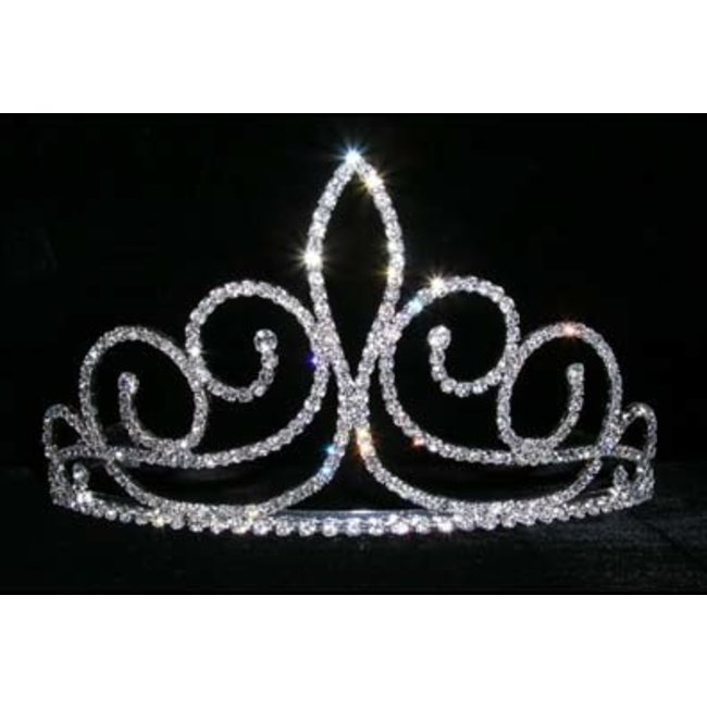 Fleur de Swirl Tiara - 3 1/4 Inches Tall Rhinestone Jewelry Corporatrion