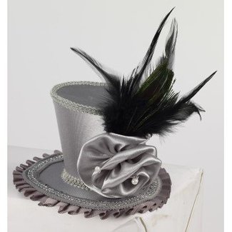 Forum Novelties Mini Top Hat With Rose - Grey