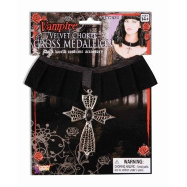 Forum Novelties Velvet Choker With Cross Medallion