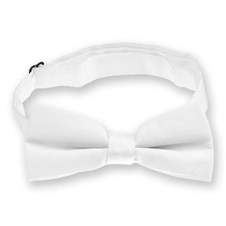 Bow Tie With Band - White Satin