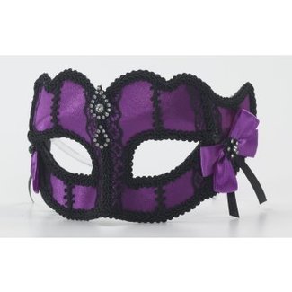 Forum Novelties Purple Lace Venetian Half Mask With Comfort Arms