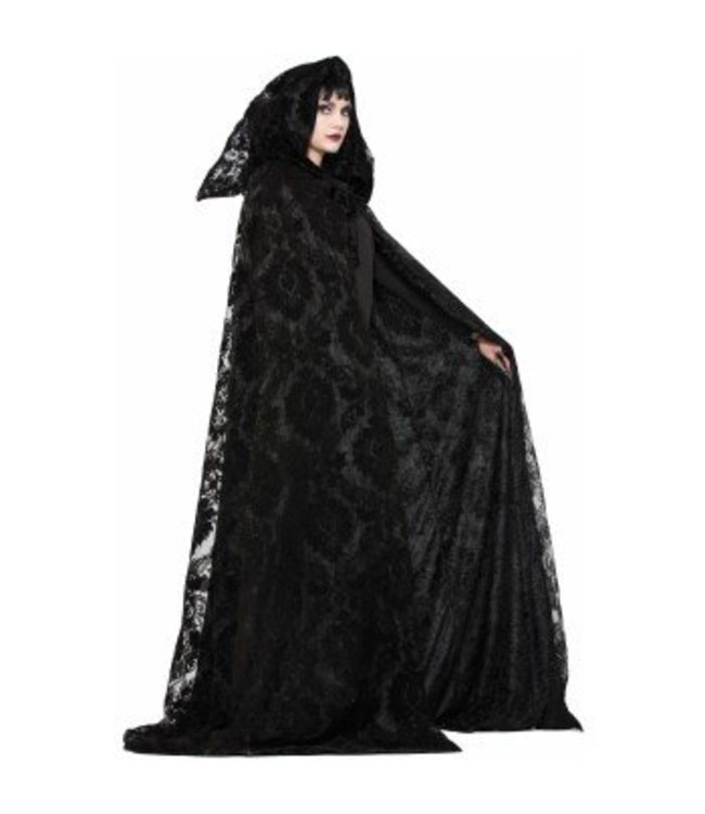 Witches Wizards Deluxe Reversible Midnight Cloak Hood Velvet Black Cape Costume
