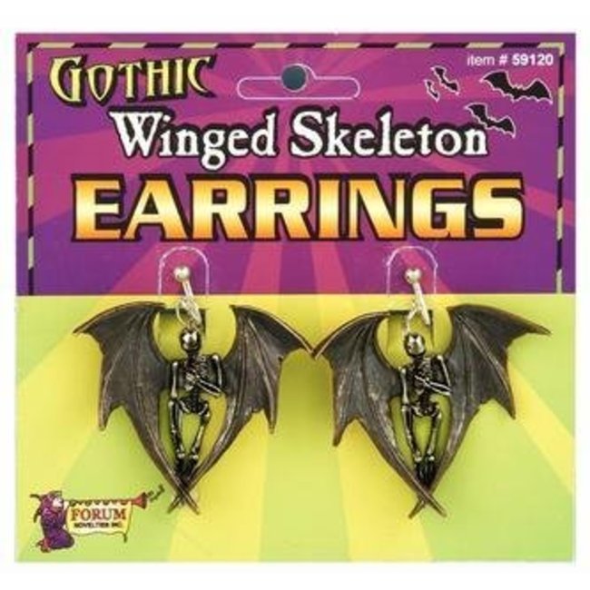 Forum Novelties Gothic Winged Skeleton Earrings (C15)