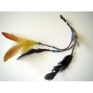 Feather Hair Clip w Beads (C3)