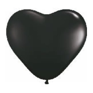 Qualatex 6 inch Heart Balloons Onyx Black - 100 Count