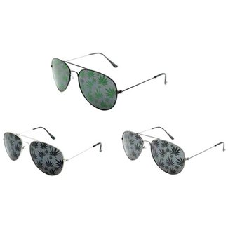 Sunglasses Aviator with Pot Leaves - Assorted Colors