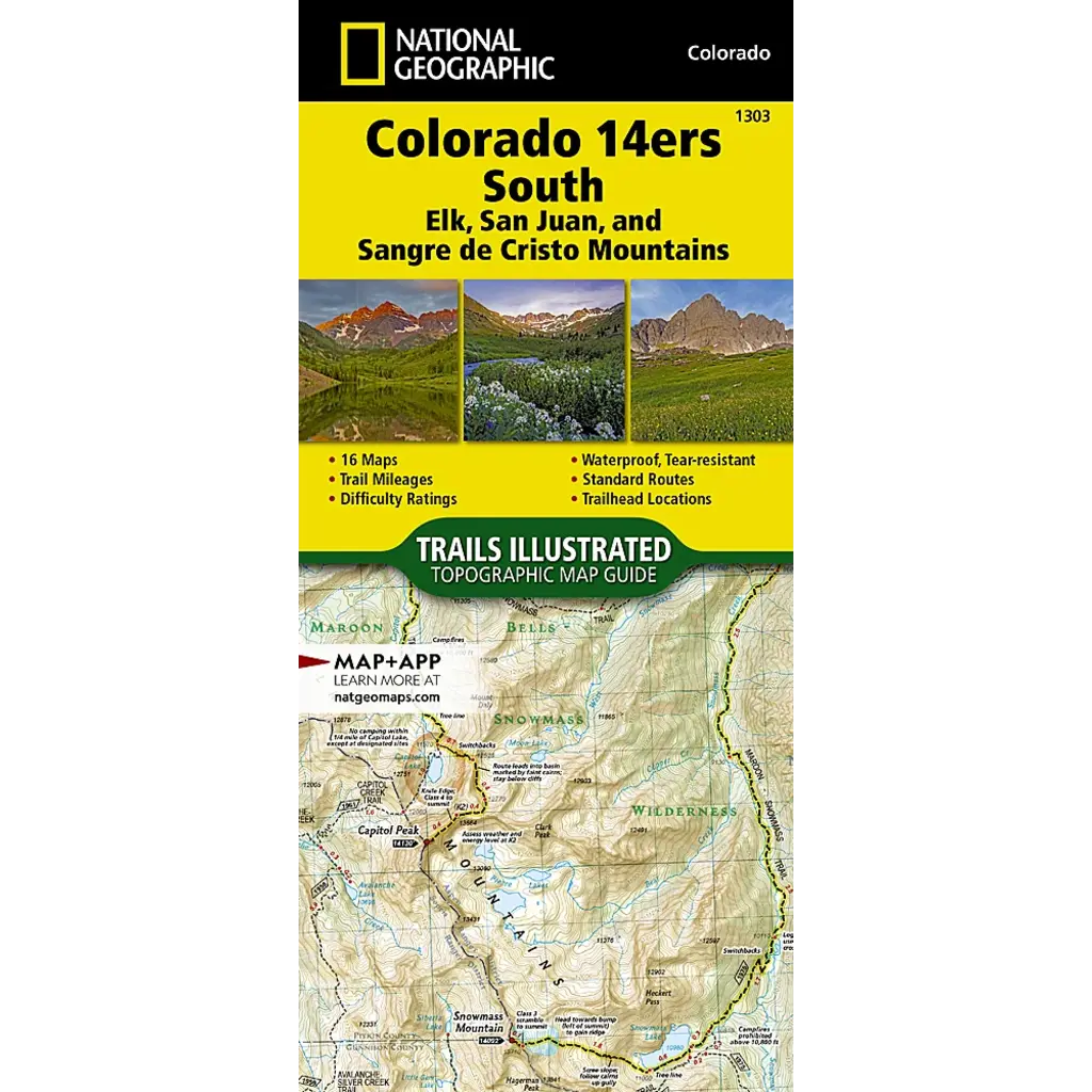 NATIONAL GEOGRAPHIC Colorado 14ers South Elk, San Juan, & Sangre de Cristo Mts #3103