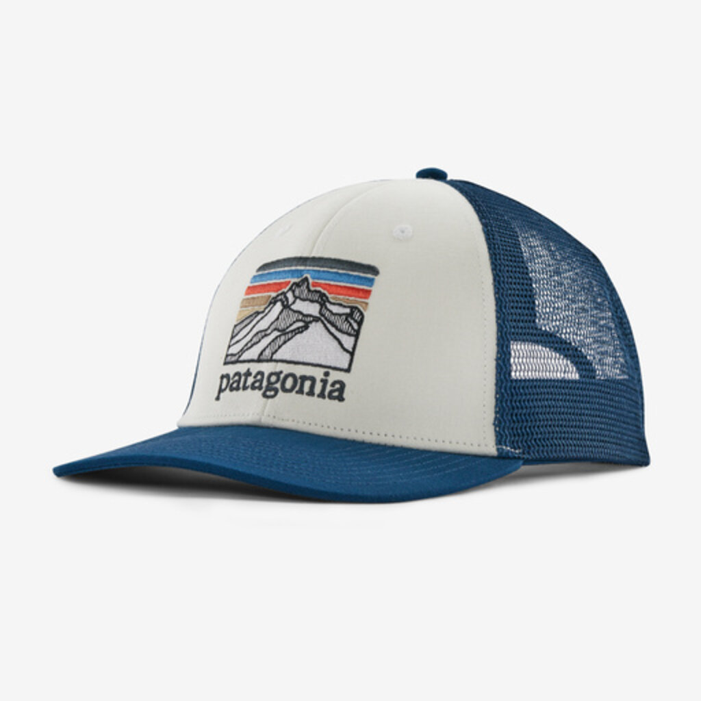 Patagonia Line Logo Ridge LoPro Trucker Hat White w/Lagom Blue ALL