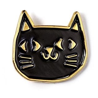 Badge Bomb Black & Gold Cat Enamel Pin