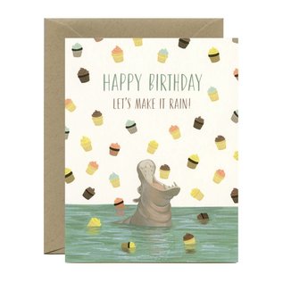Yeppie Paper Birthday Card - Hippo Cupcakes