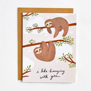 Waste Not Paper Valentine's Day Card - Sloths Hanging