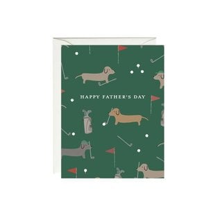 Paula & Waffle Father's Day Card - Dachshunds Golfing