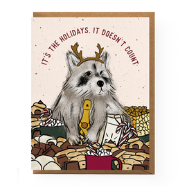 Boss Dotty Paper Co. Holiday Card - It Doesn't Count Raccoon