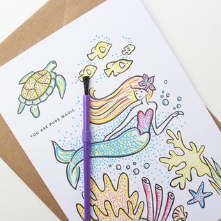 Inklings Paperie Greeting Card -  Mermaid Paint With Water