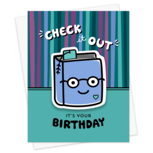 Night Owl Paper Goods Birthday Card - Book with Sticker