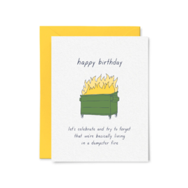 Tiny Hooray Birthday Card - Dumpster Fire