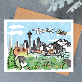 Brightspot Design Greeting Card - Seattle Watercolor Landscape