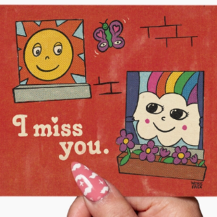 Wokeface I Miss You Rainbow & Sun Postcard