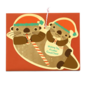 Night Owl Paper Goods Holiday Card - Santa Otters Wood Ornament