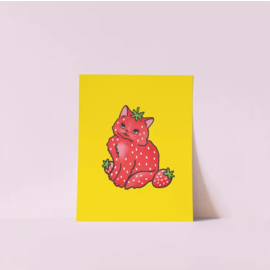 Salad Days Strawberry Cat 8x10 Print