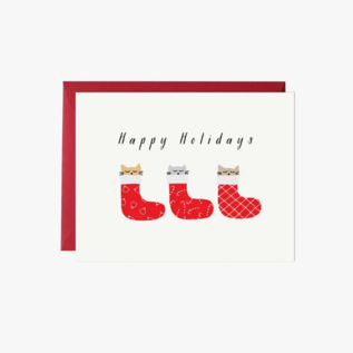 Paula & Waffle Holiday Card - Kitten Stockings
