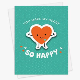 Night Owl Paper Goods Valentine's Day Card -  Make My Heart Happy Sticker