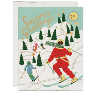 Red Cap Cards Holiday Card - Snowy Slopes