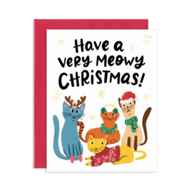 Grey Street Paper Holiday Card - Meowy Christmas