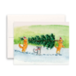Liyana Studio Holiday Card -  Cat Dog Carry Tree