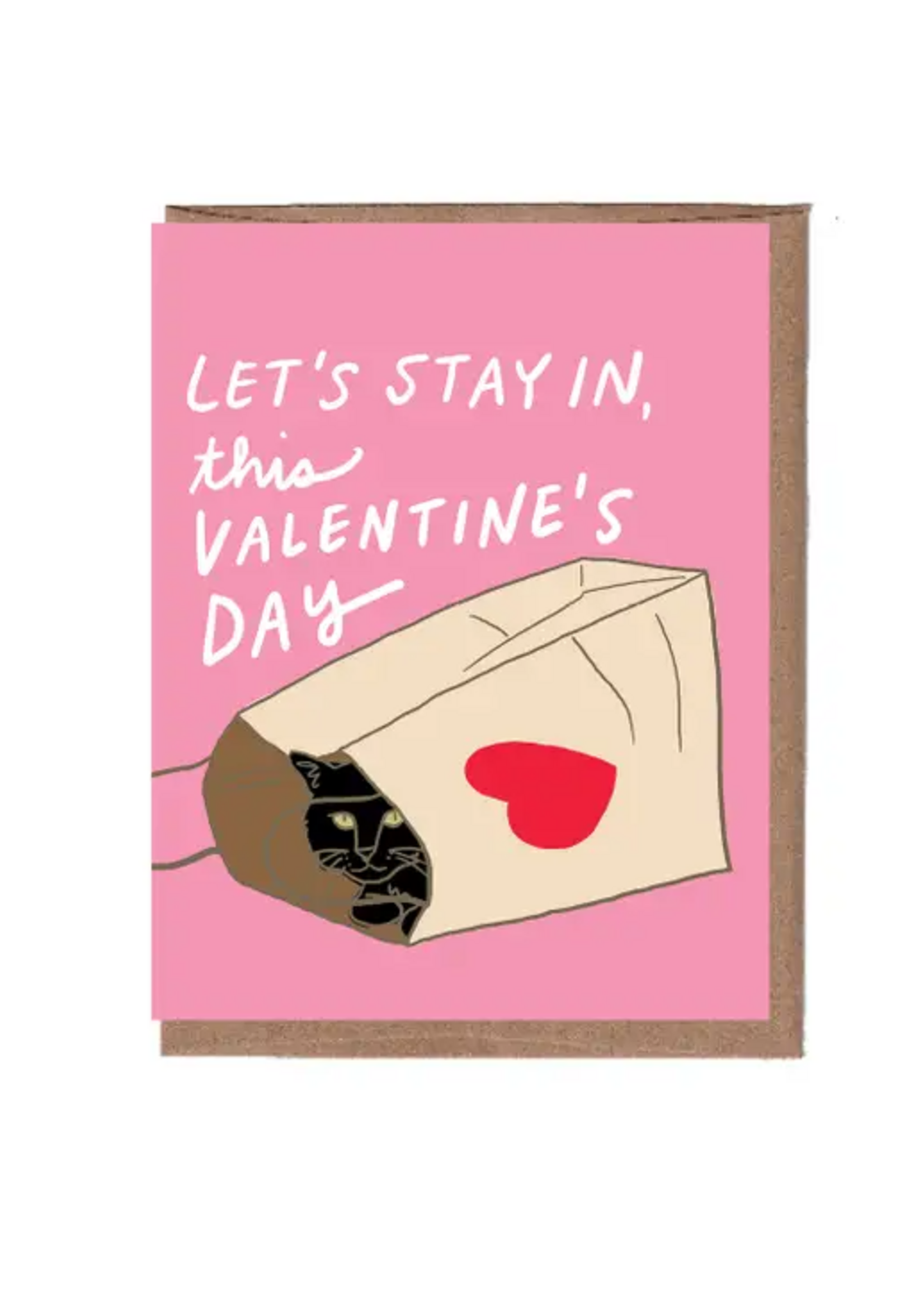 La Familia Green Valentine's Day Card - Cat in Bag