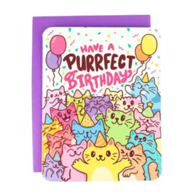 Turtle's Soup Birthday Card - Purrrfect Colorful Cats