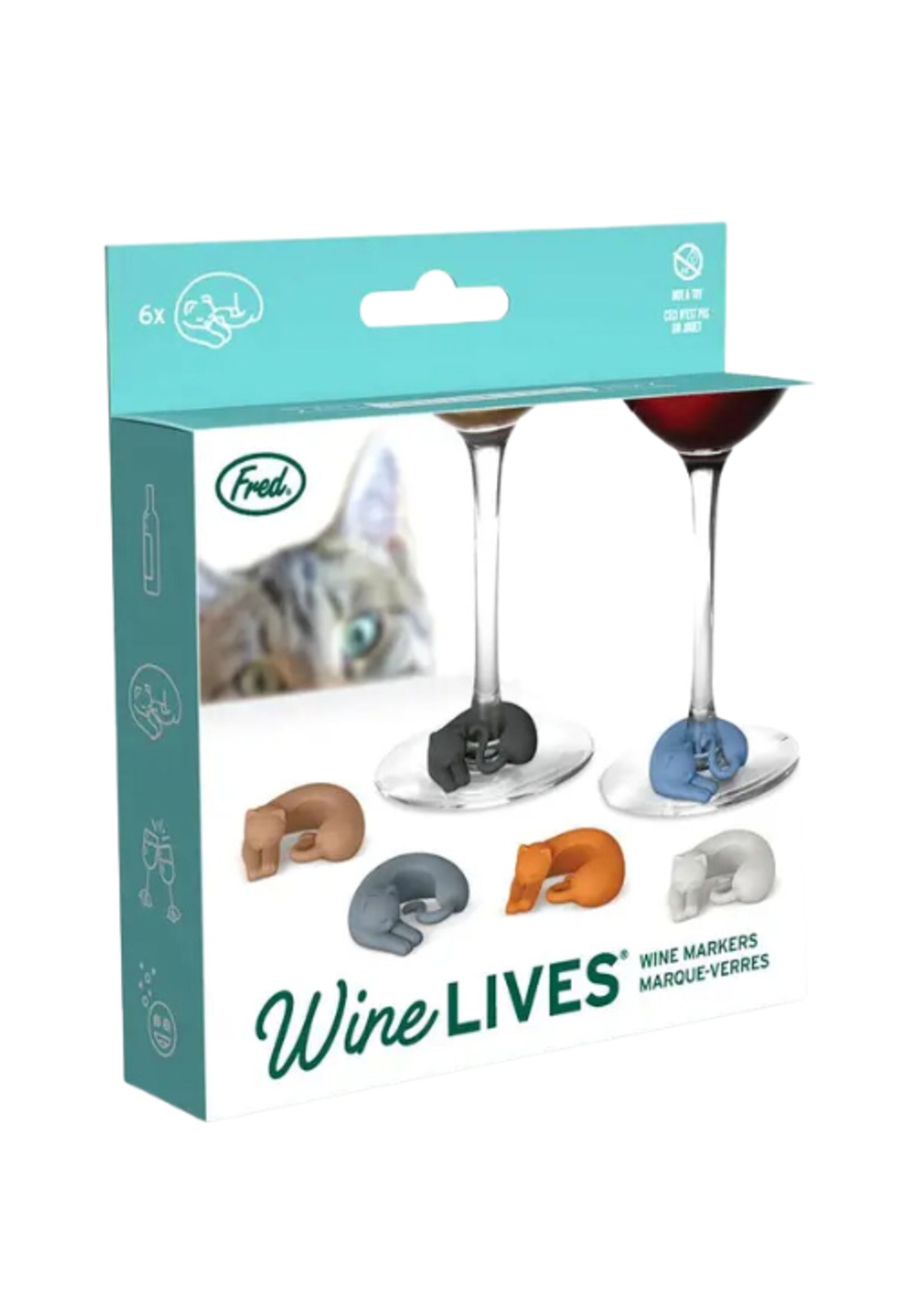 Fred Wine Lives Cat Drink Markers