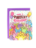 Turtle's Soup Birthday Card - Purrrfect Colorful Cats