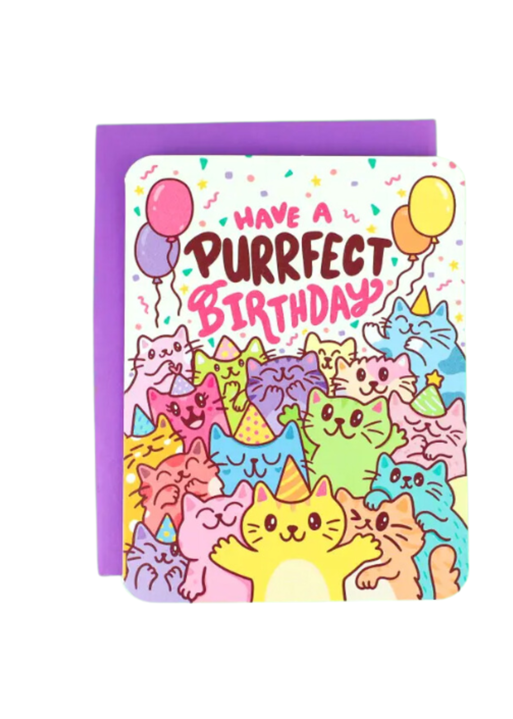 Turtle's Soup Birthday Card - Purrrfect Colorful Cats