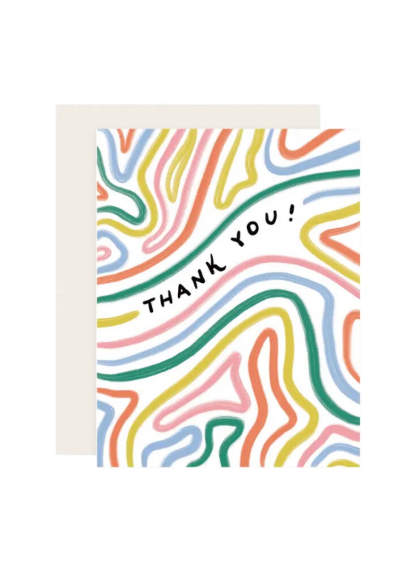 Slightly Stationery Thank You Card - Bendy Lines