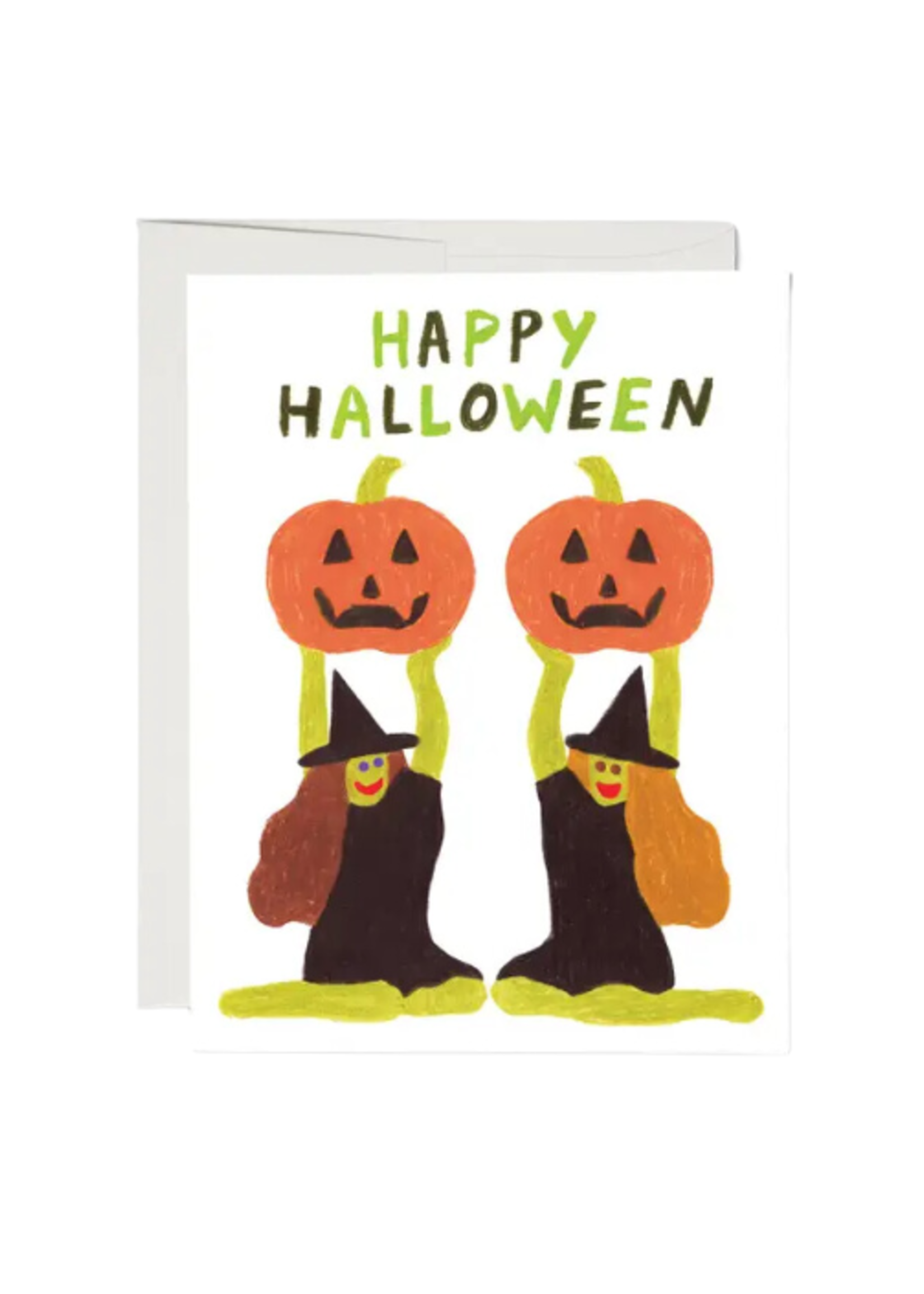 Red Cap Cards Halloween Card - Witches