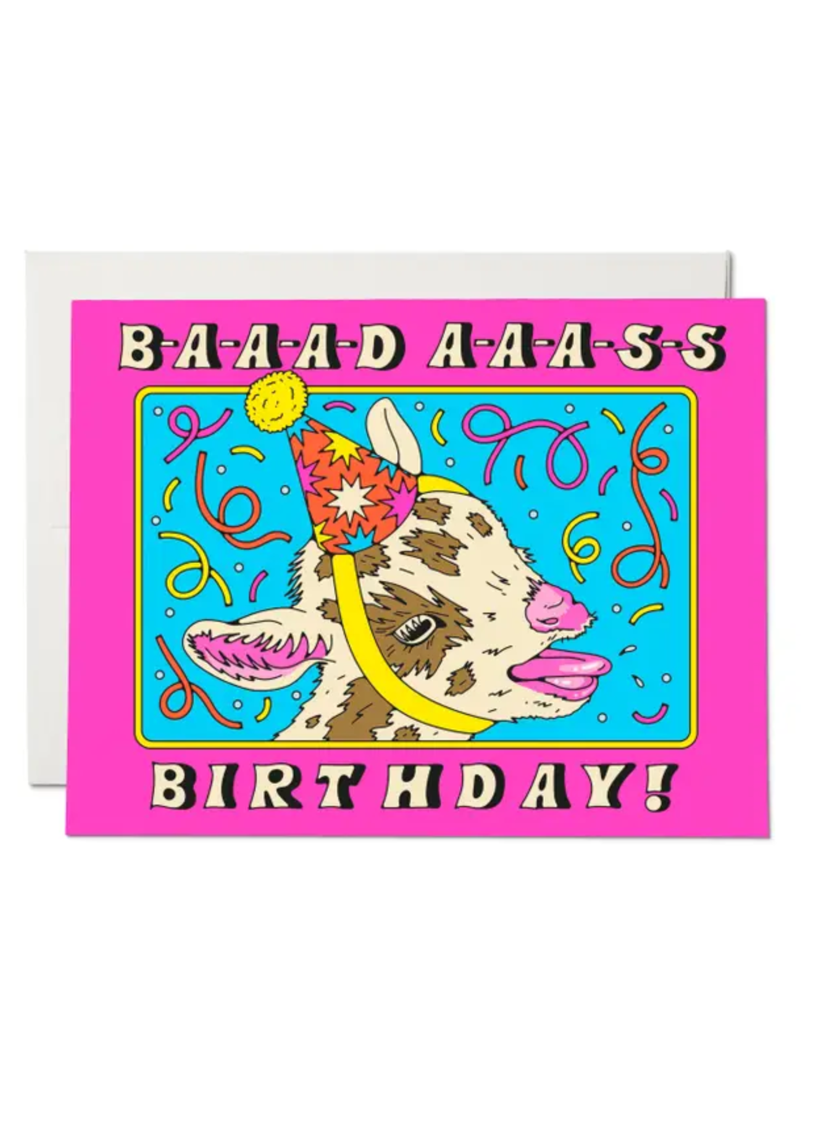 Red Cap Cards Birthday Card - Bad Ass Goat