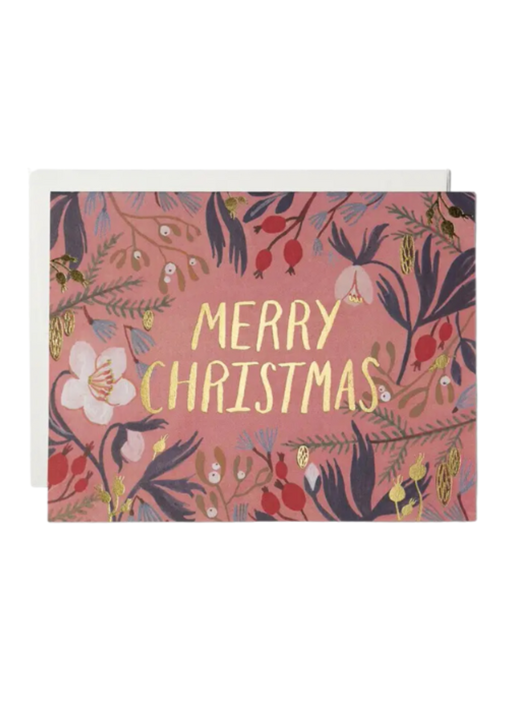 Red Cap Cards Holiday Card - Christmas Flowers