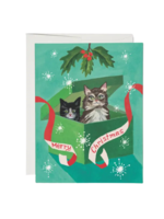 Red Cap Cards Holiday Card - Meowy Christmas