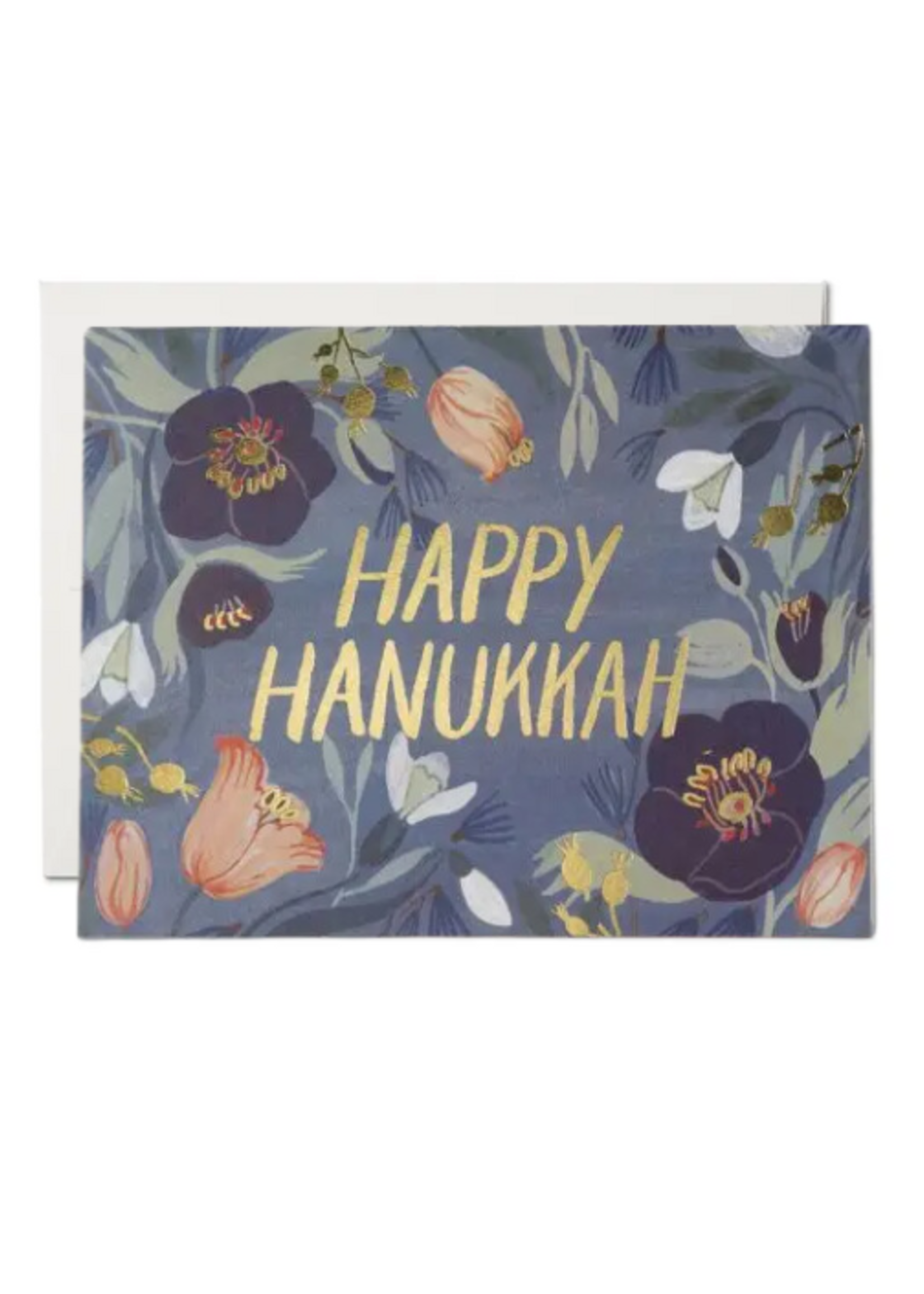 Red Cap Cards Holiday Card - Hanukkah Flowers