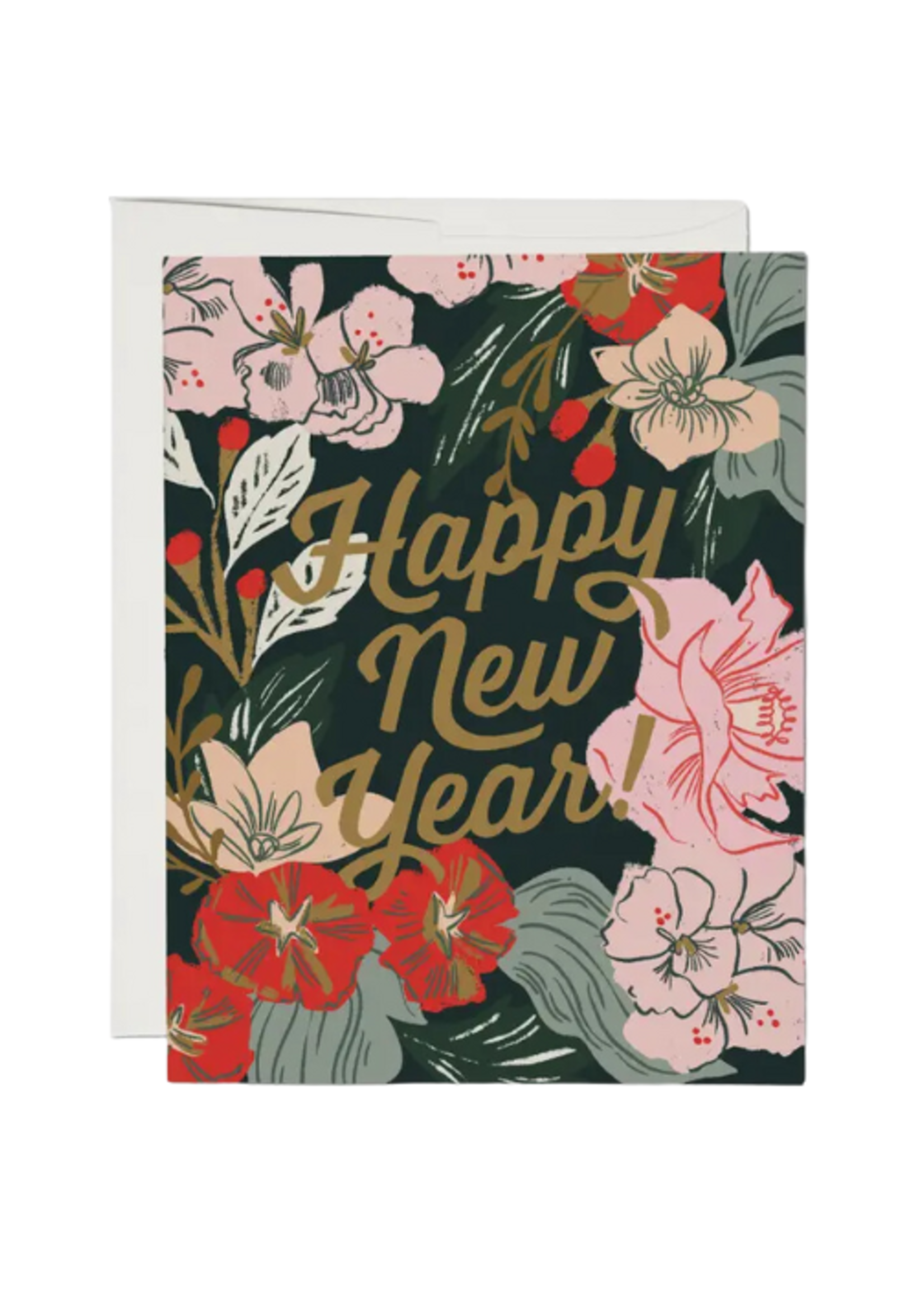 Red Cap Cards Holiday Card - New Years Bouquet