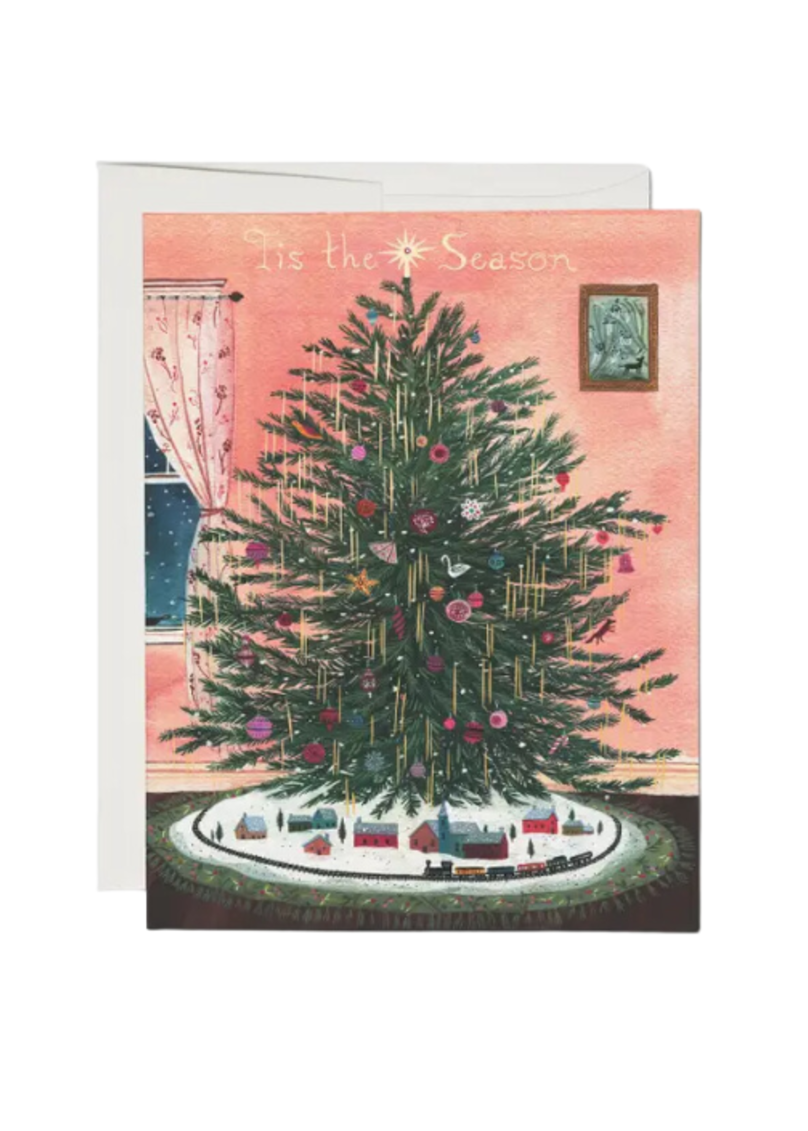 Red Cap Cards Holiday Card - Tinsel Tree