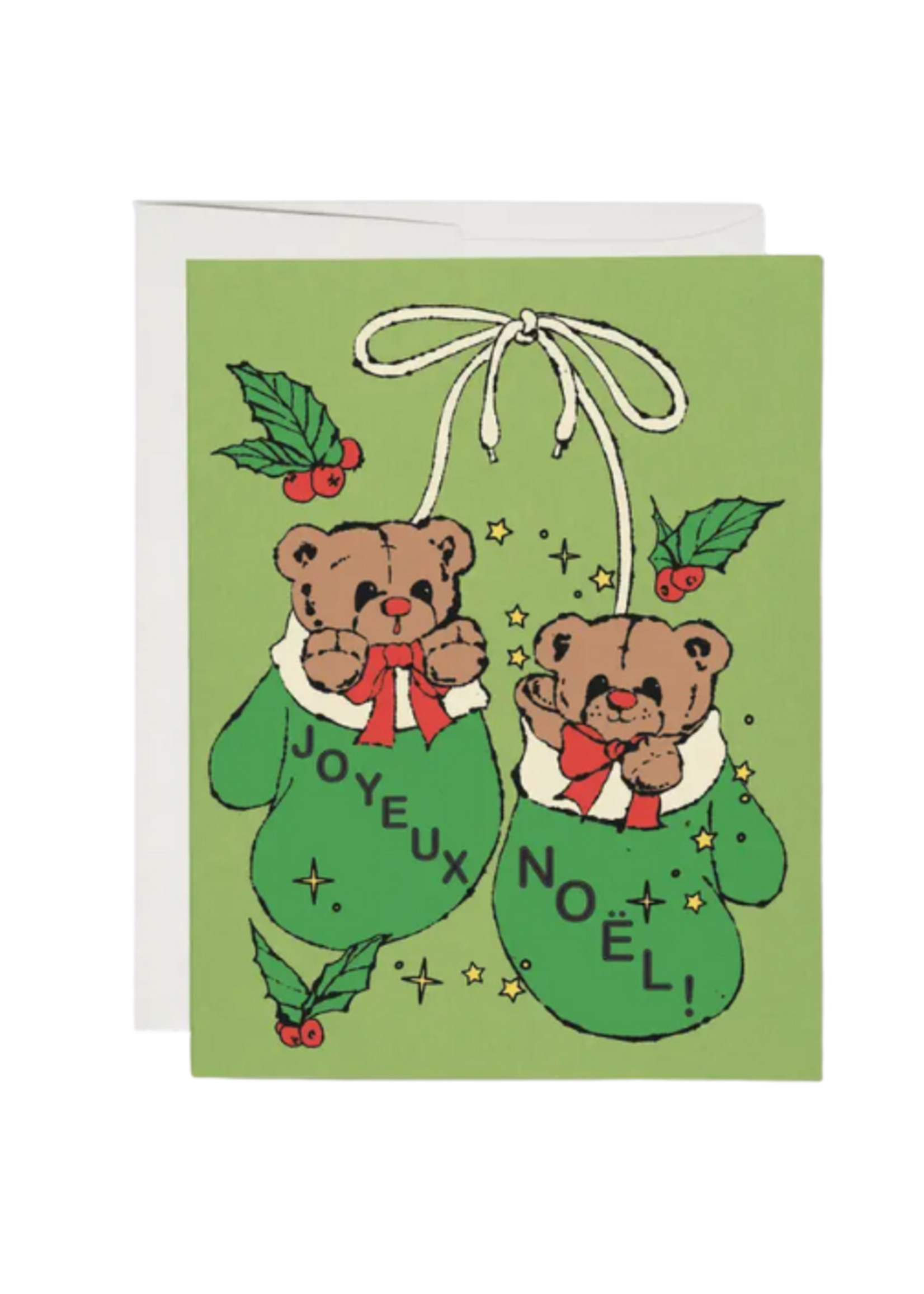 Red Cap Cards Holiday Card - Mitten Bears