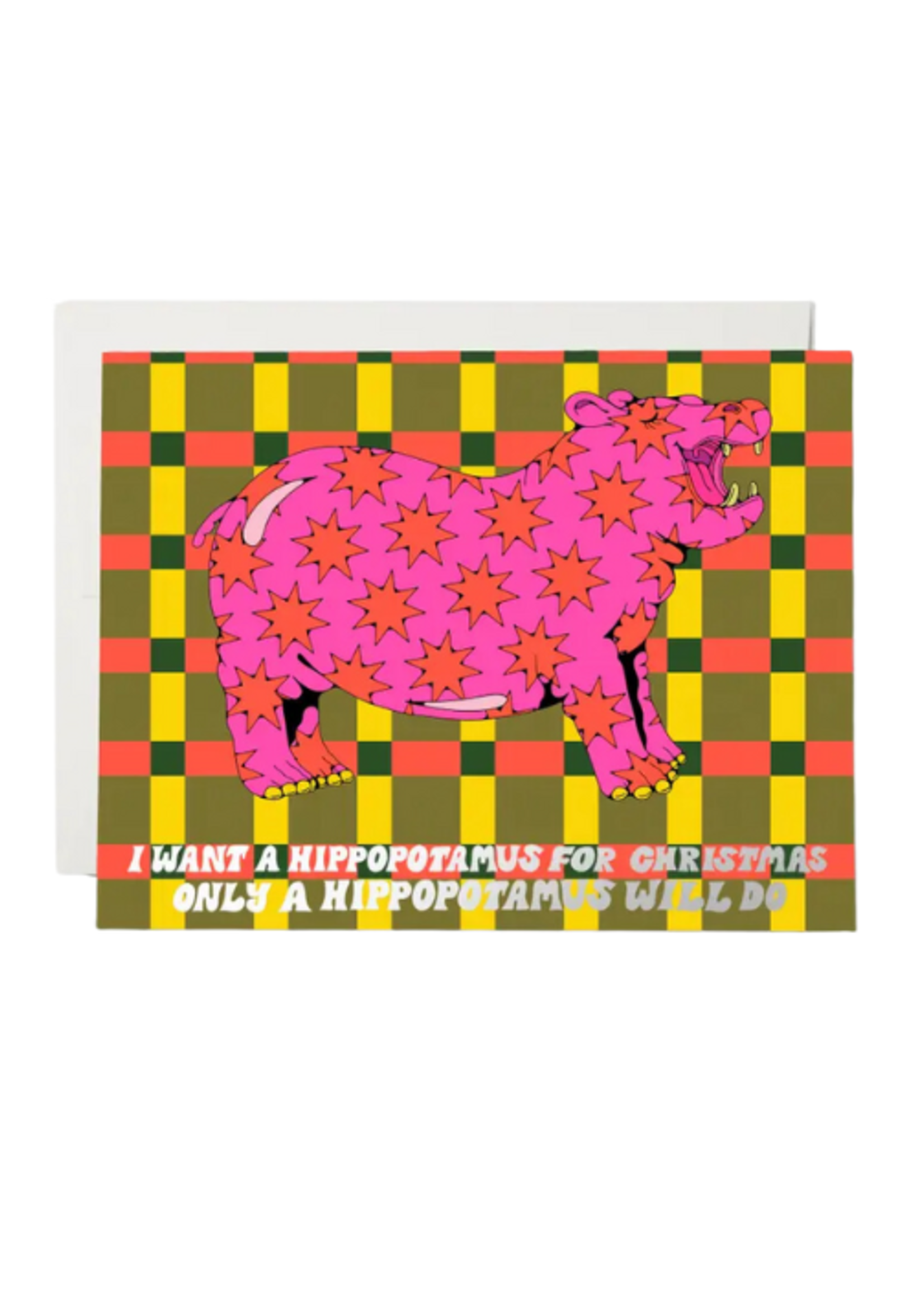 Red Cap Cards Holiday Card - Christmas Hippo