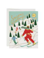 Red Cap Cards Holiday Card - Snowy Slopes