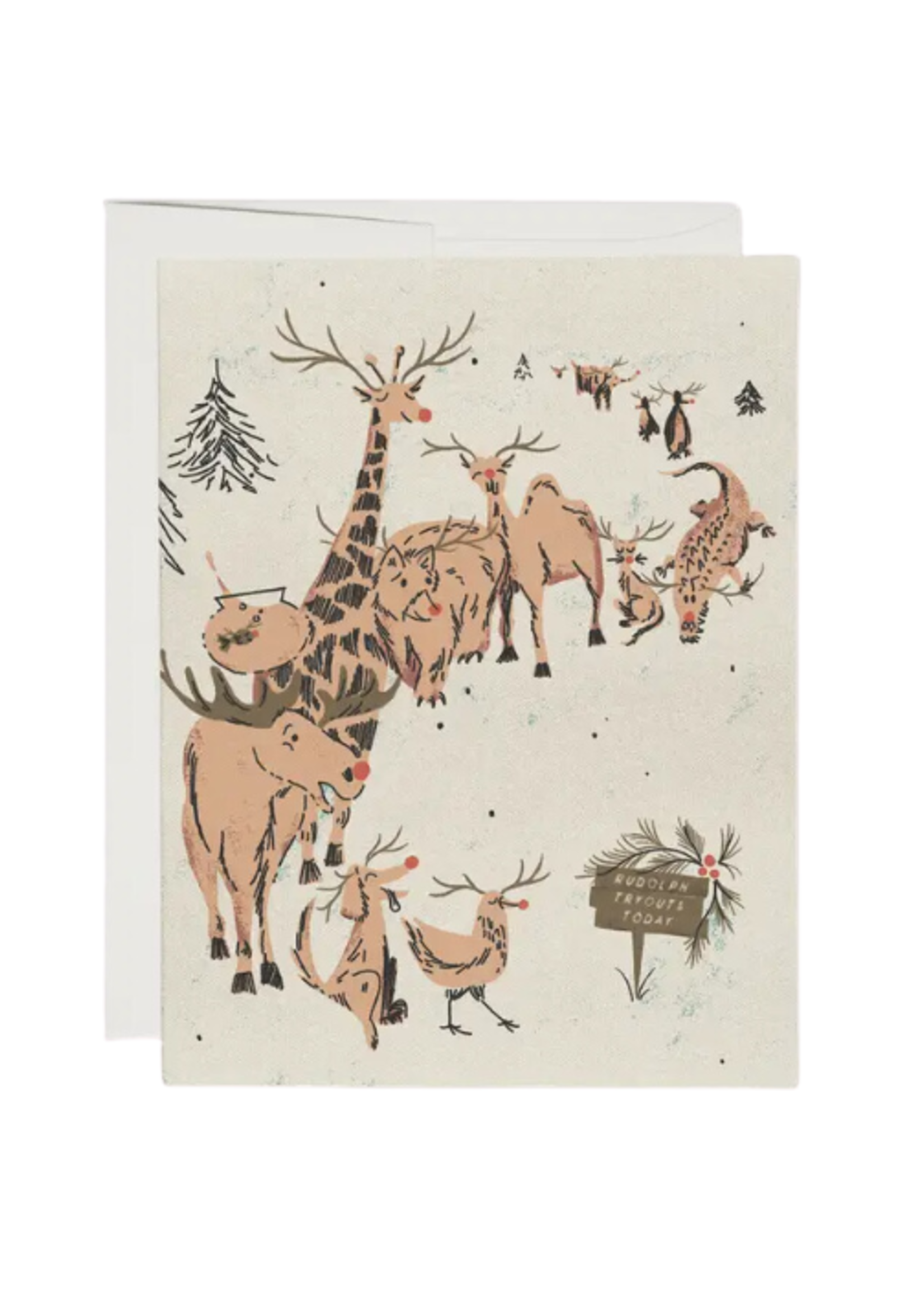 Red Cap Cards Holiday Card - Rudolph Auditions
