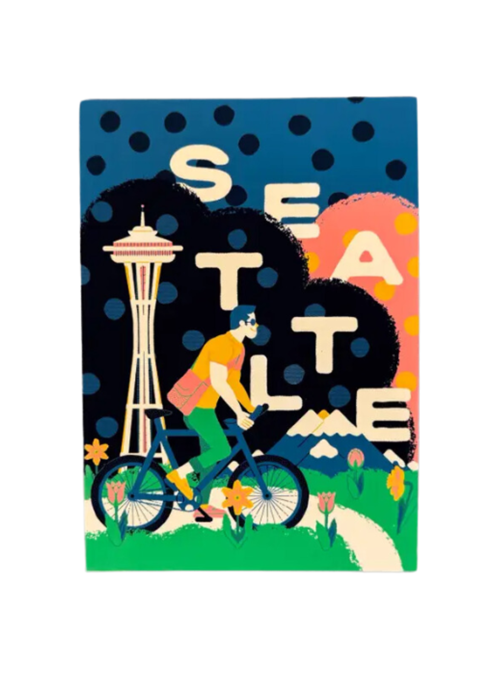 Wug Prints Seattle Cyclist Postcard