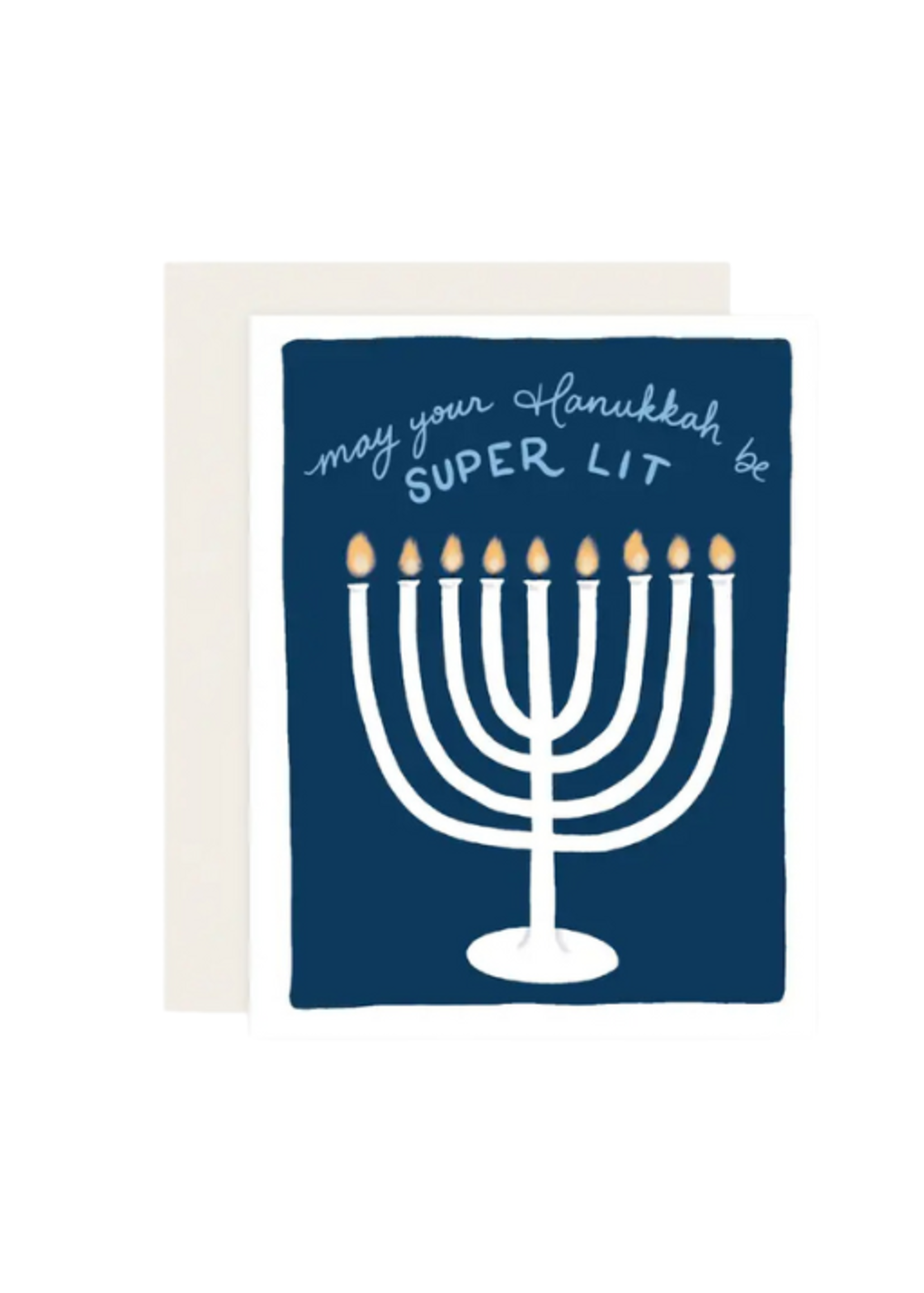Slightly Stationery Hanukkah Card - Super Lit Hanukkah
