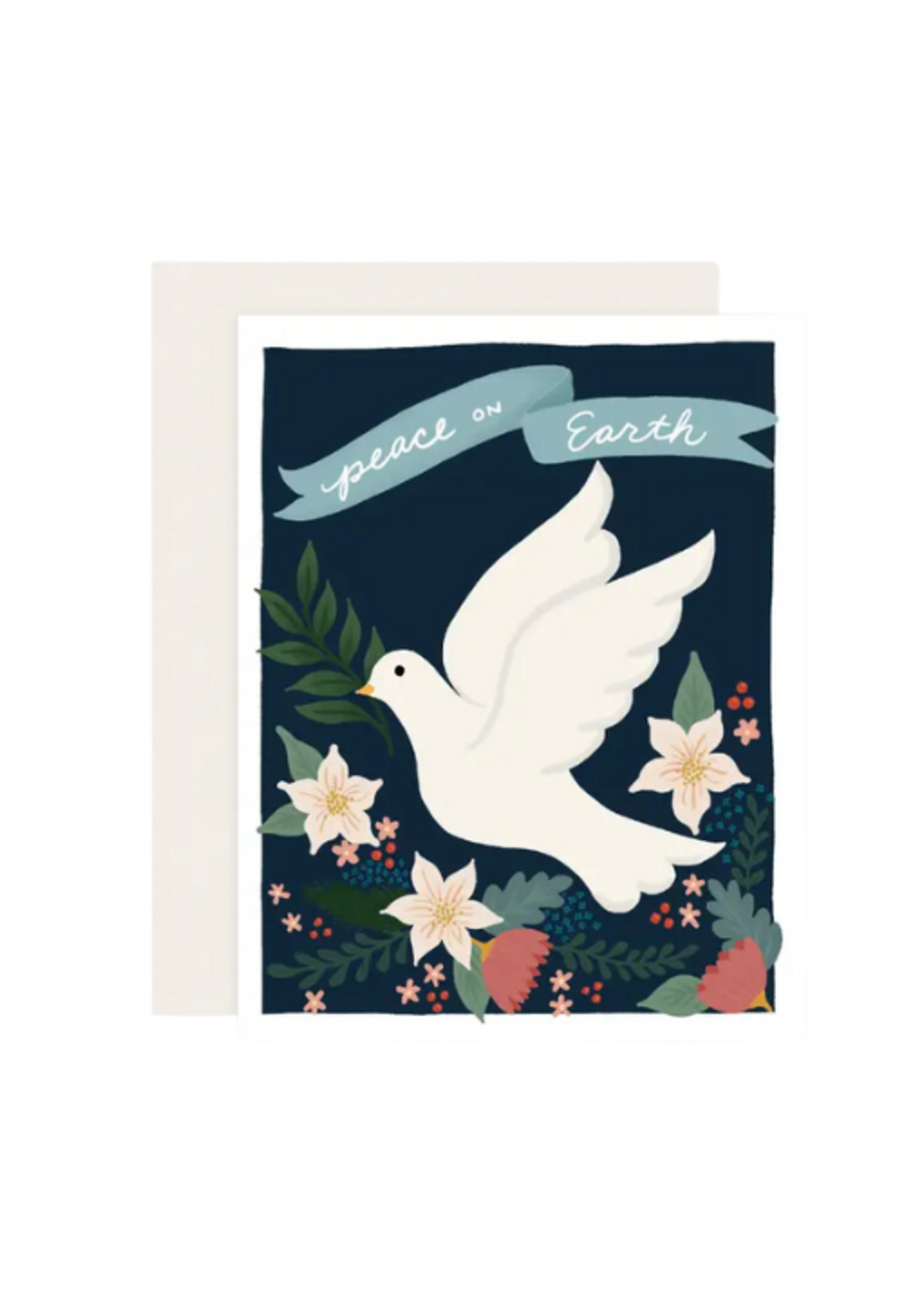Slightly Stationery Holiday Card - Peace Floral Dove