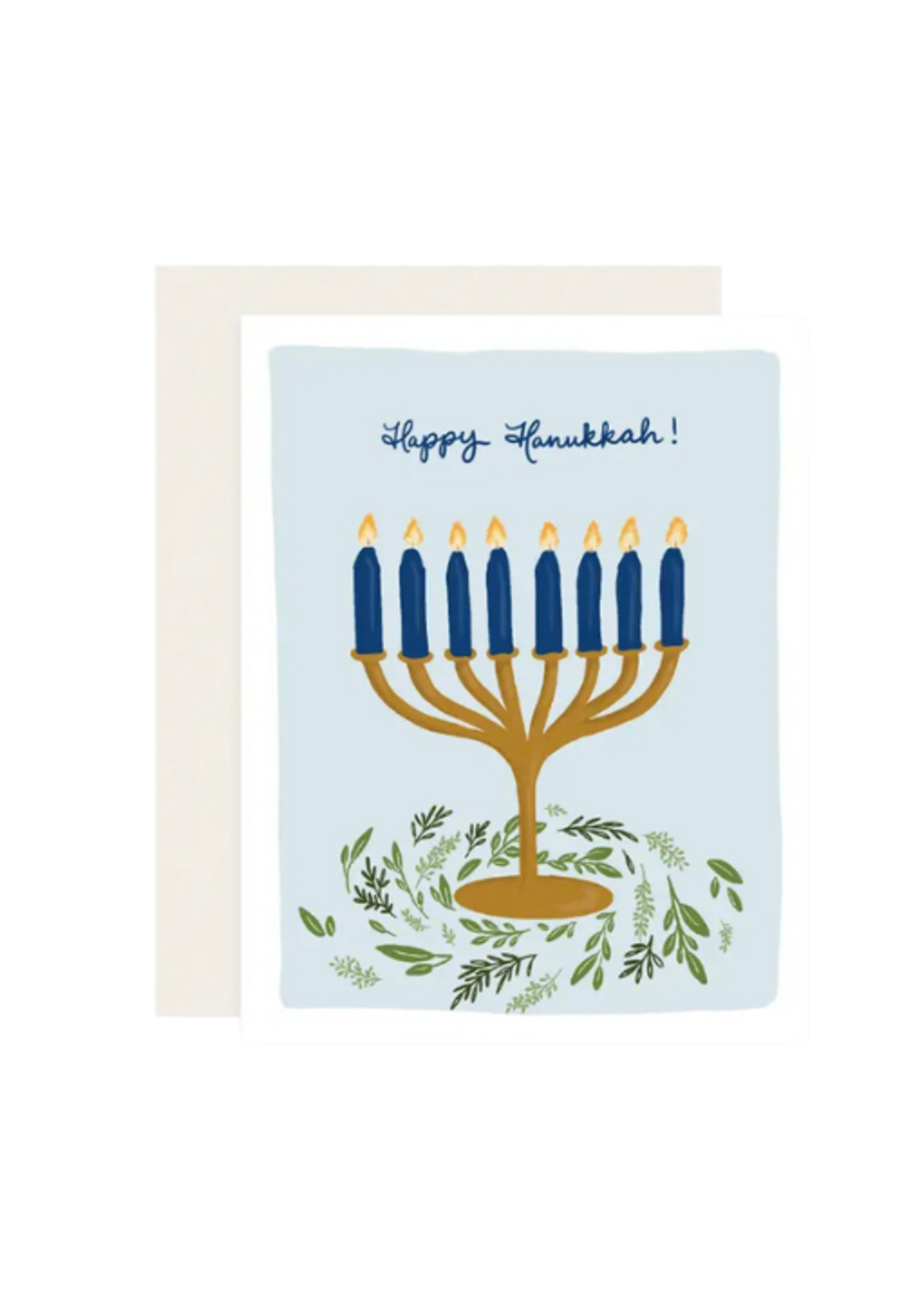 Slightly Stationery Hanukkah Card - Menorah Greens